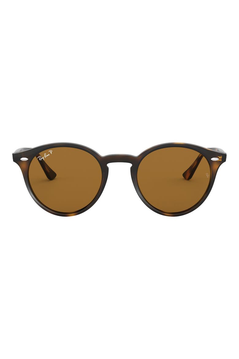 49mm Polarized Round Sunglasses, Main, color, DARK HAVANA SOLID
