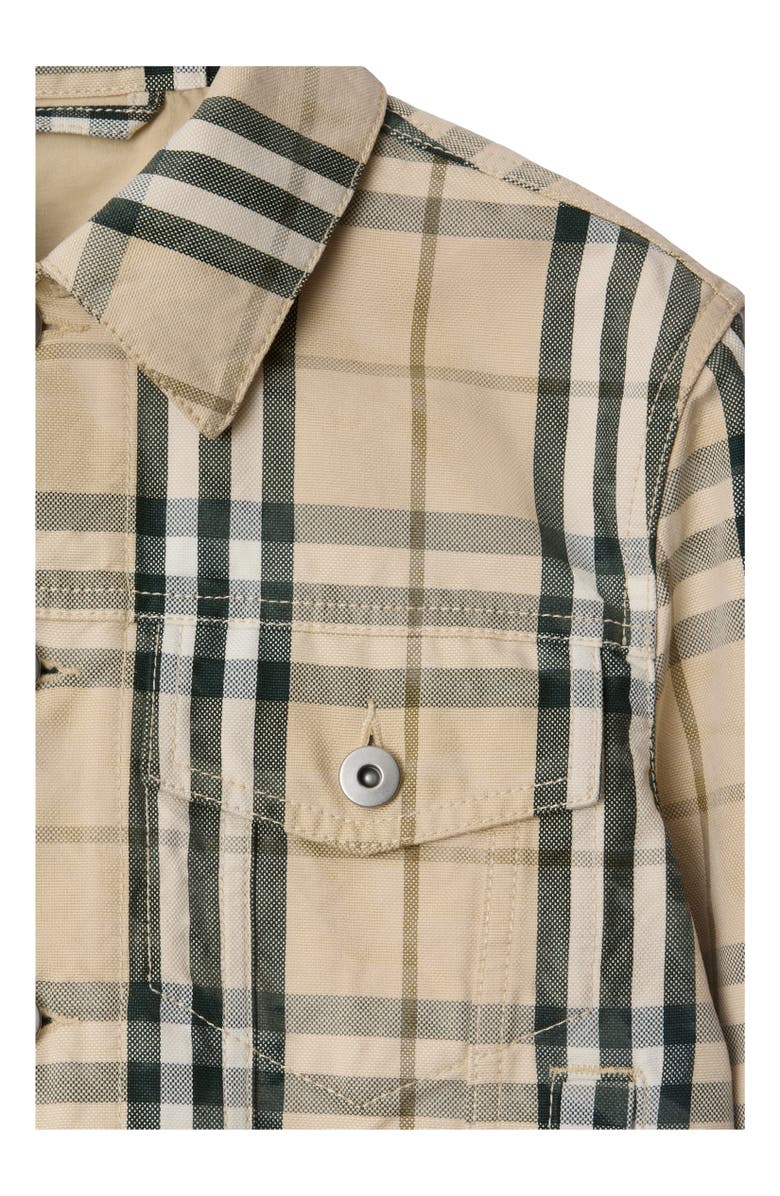Burberry Cropped Check Denim Jacket, Alternate, color, 