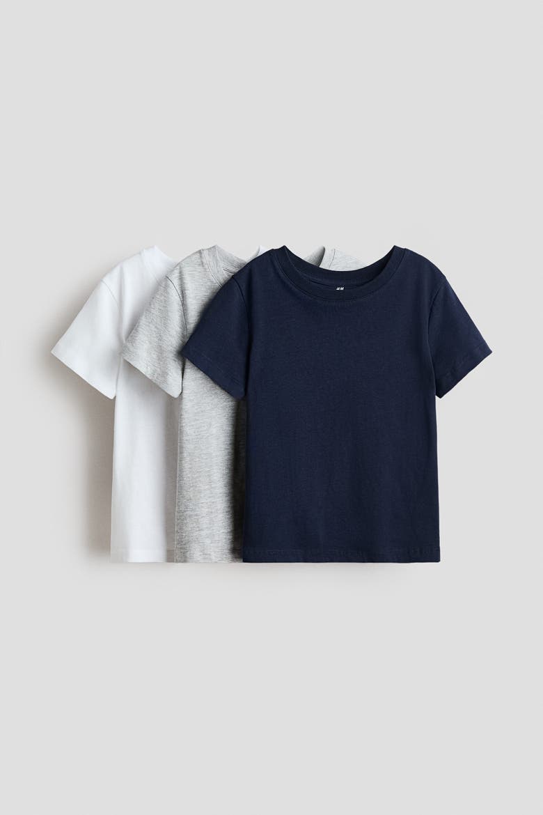 3-pack Cotton T-shirts, Main, color, Navy blue/white