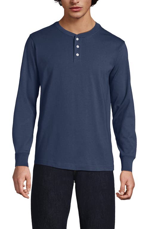 Lands' End Super-t Long Sleeve Henley Shirt In Blue