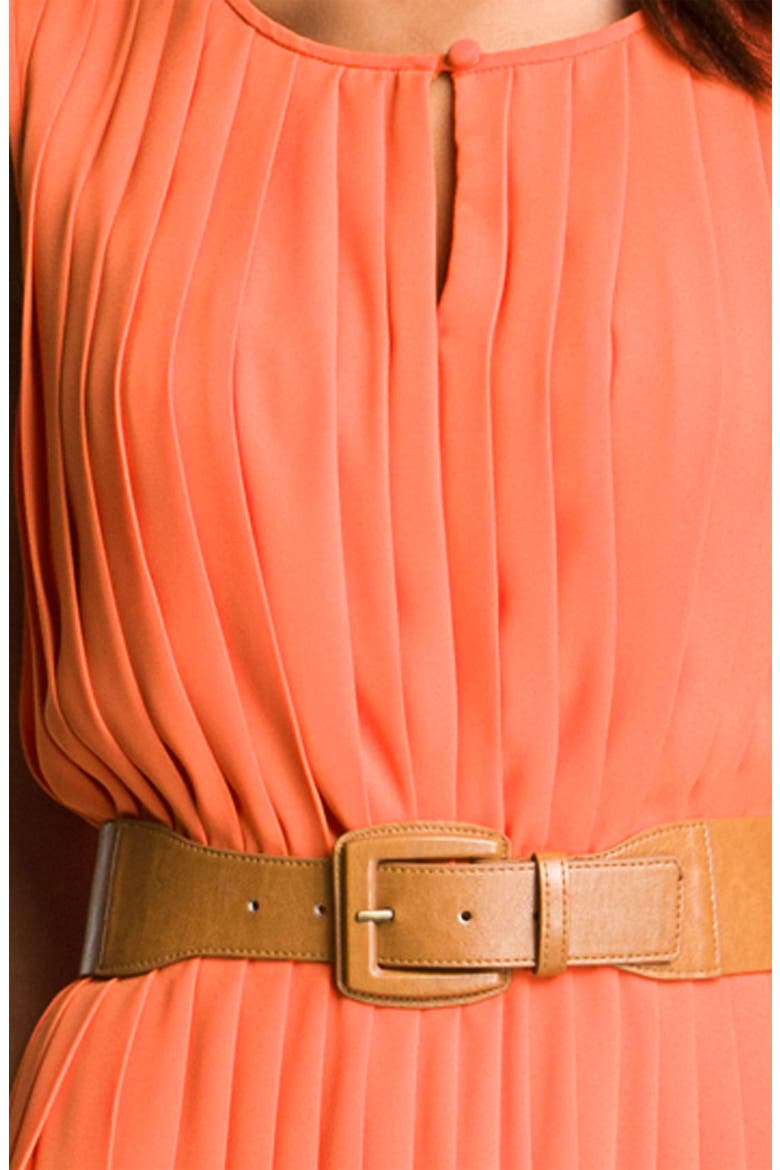 Sleeveless Pleated Chiffon Dress, Alternate, color, ORANGE