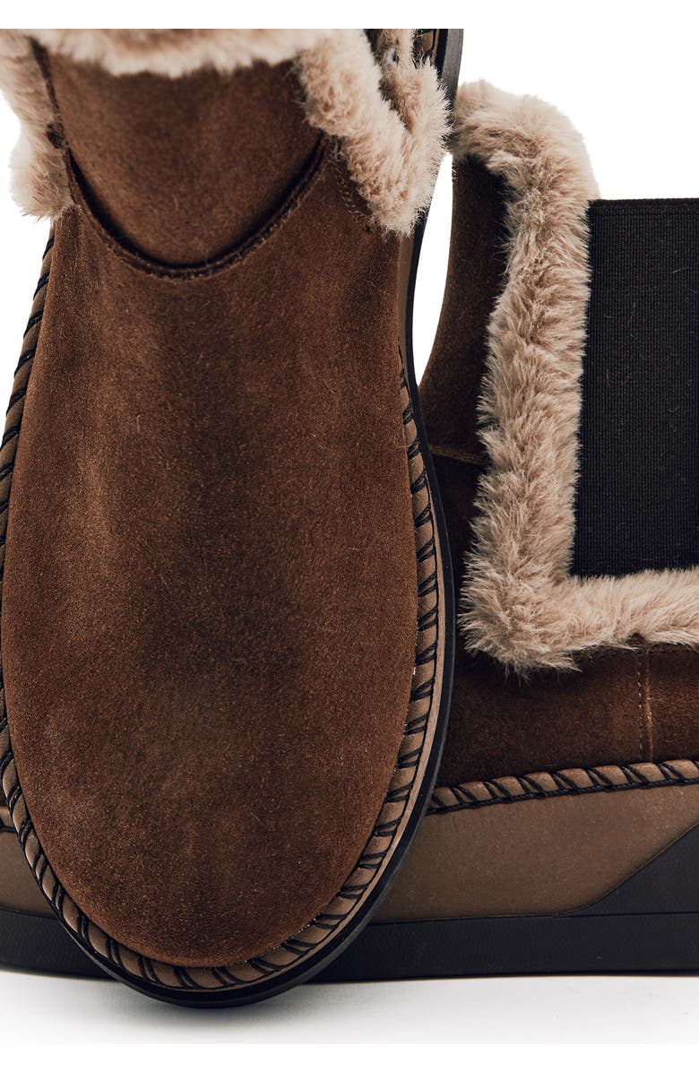 Reiss Lexi Faux Fur Lined Chelsea Boot, Alternate, color, Chocolate