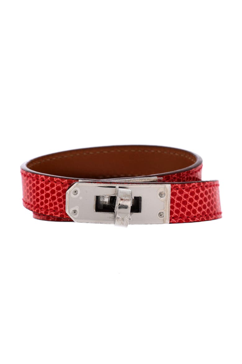 Kelly Double Tour Bracelet Lizard, Main, color, Red