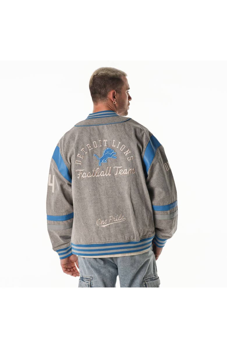 THE WILD COLLECTIVE Unisex The Wild Collective  Gray Detroit Lions Oversized Retro Full-Zip Jacket, Alternate, color, Gray
