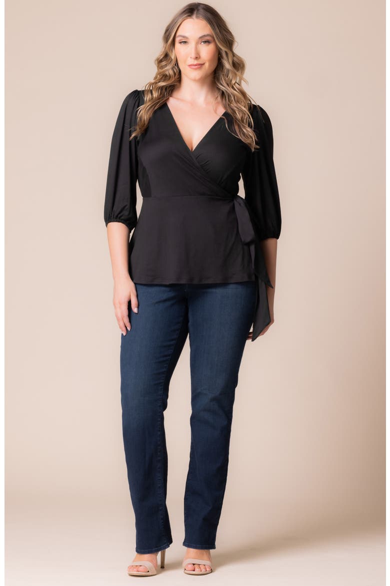 Nina Wrap Top, Alternate, color, BLACK NOIR