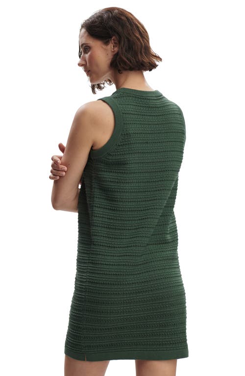 Varley Mindy Mixed Stitch Stripe Sleeveless Cotton Sweater Minidress In Green