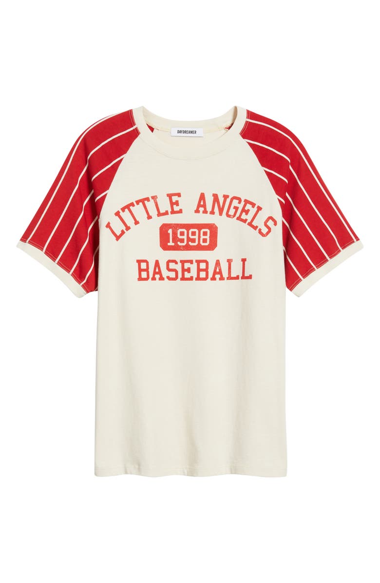 Daydreamer Little Angels Colorblock Cotton Graphic Baseball T-Shirt, Alternate, color, Dirty White Combo