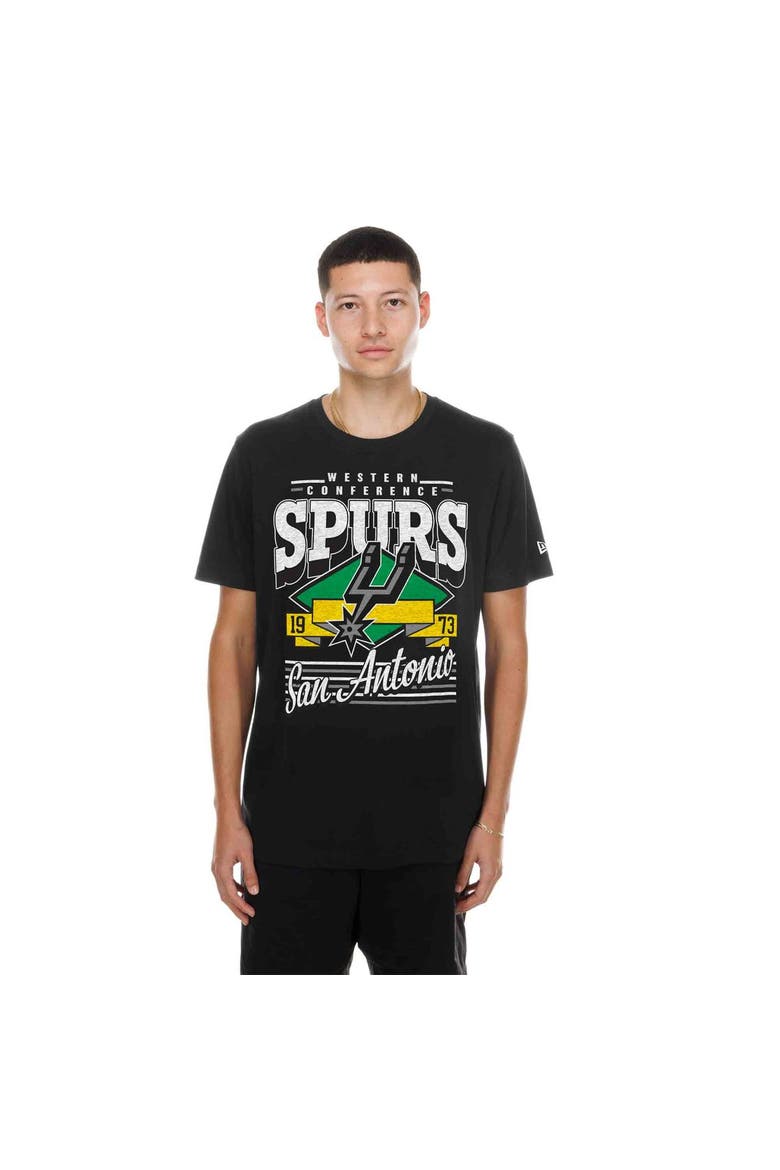 Men's New Era Black San Antonio Spurs NBA Western Conference 1973 Ribbon T-Shirt, Main, color, Black