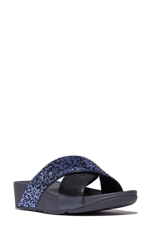 Fitflop Lulu Crystal Embellished Slide Sandal In Midnight Navy