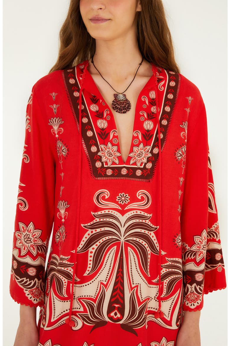 Ainika Garden Front Ties Minidress, Alternate, color, RED