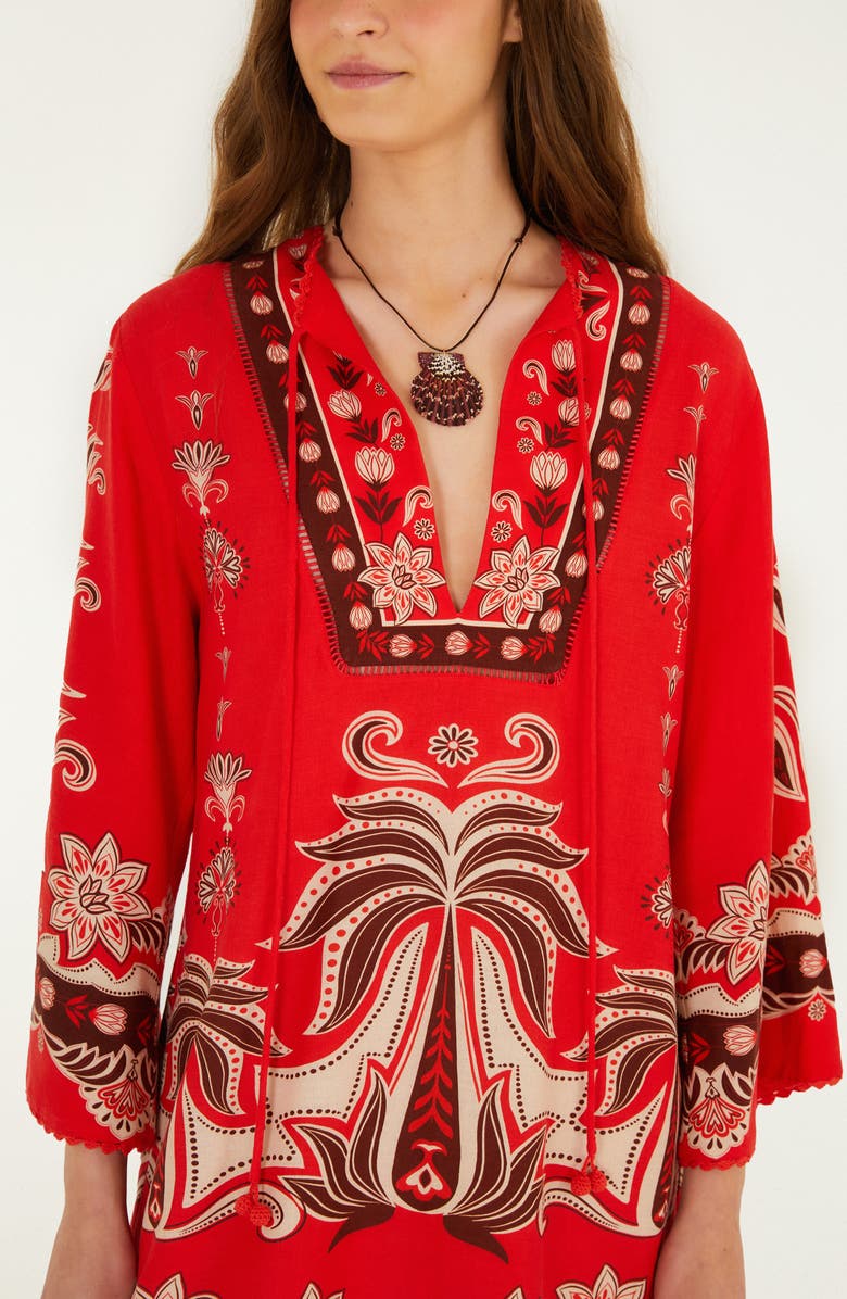 FARM Rio Ainika Garden Front Ties Minidress, Alternate, color, Red