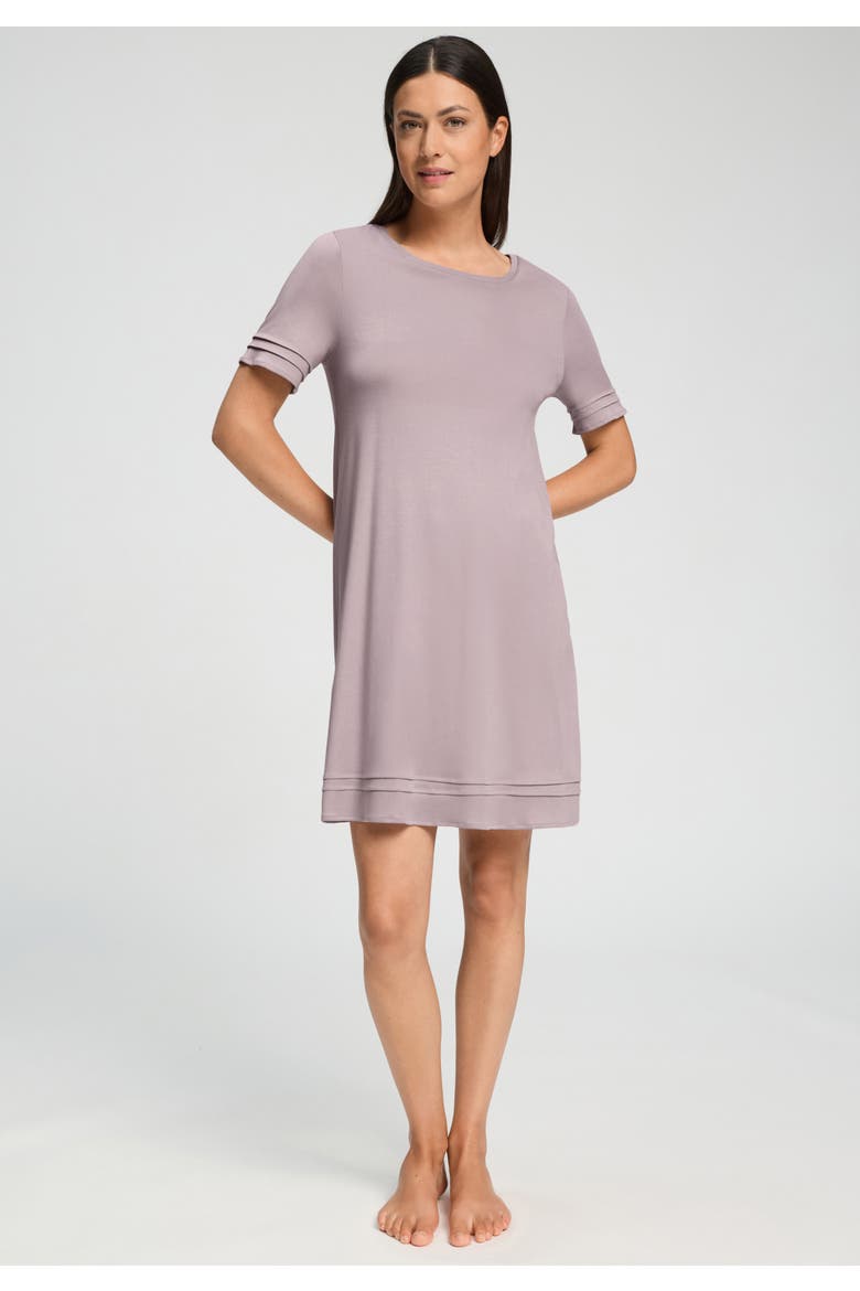 Pilar Pleated Cotton Nightgown, Alternate, color, Stormy Rose