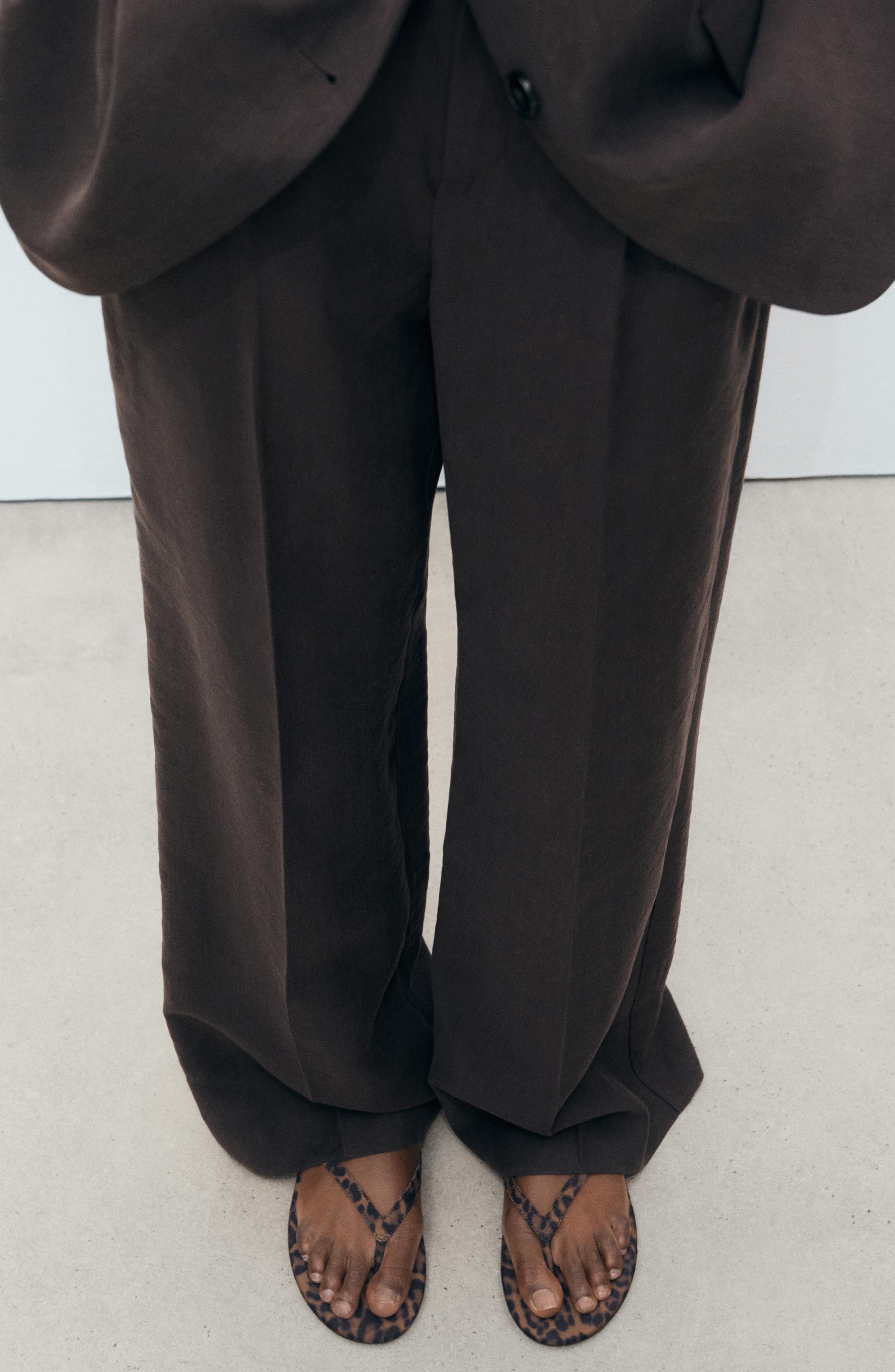 MANGO Leopard Print Flip Flop, Alternate, color, Black