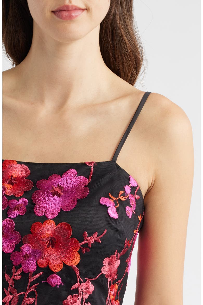 Embroidered Mesh Dress, Alternate, color, BLK FUSCHI