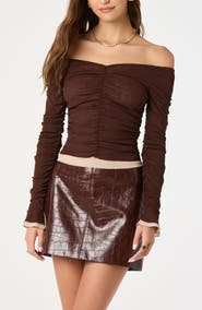 ASTR the Label Ruched Off the Shoulder Top