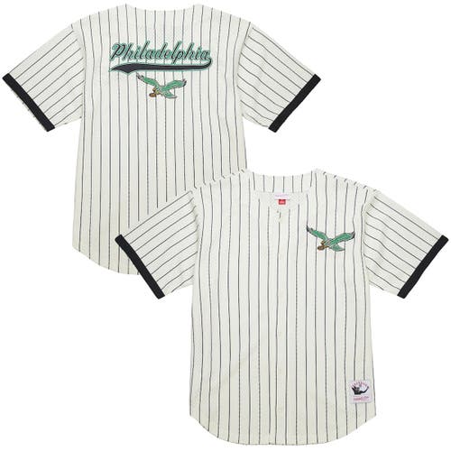 Mitchell & Ness Cream Philadelphia Eagles Vintage Logo Final Seconds Full-button Mesh Top