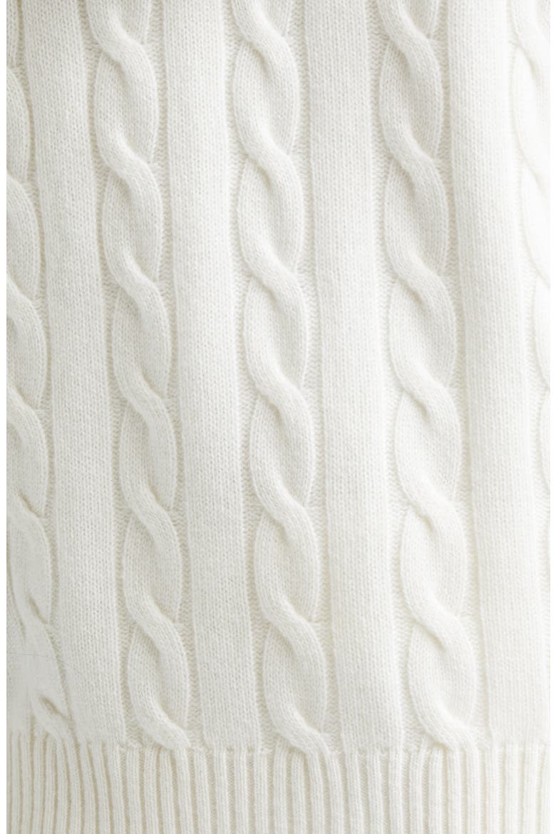 Cable Knit Cashmere Full Zip Sweater, Alternate, color, 01 WHITE