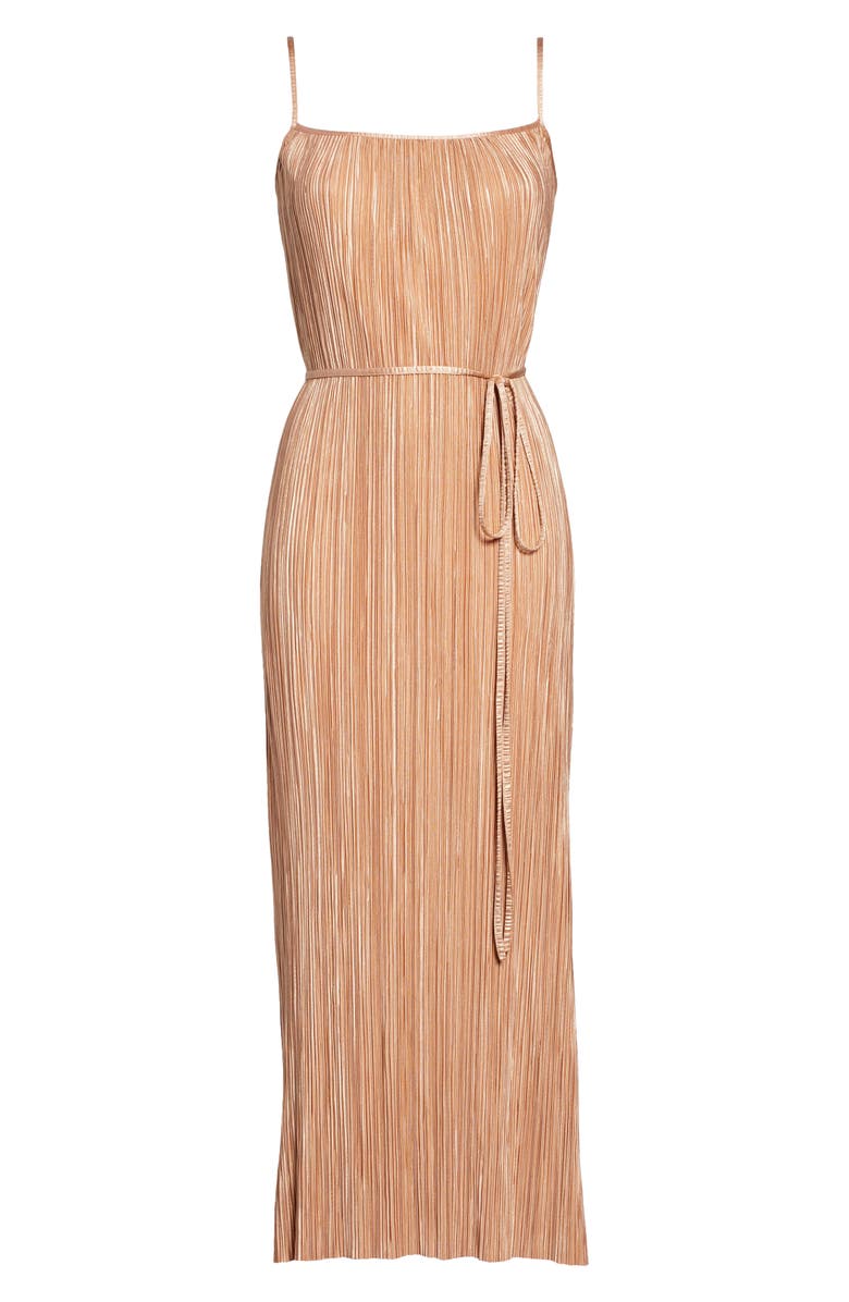 Forest Lily Metallic Plissé Dress, Alternate, color,