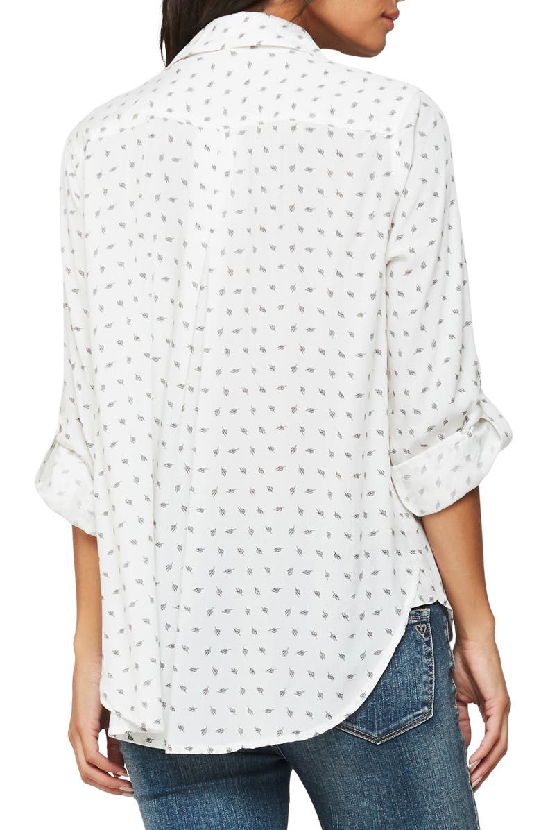 VELVET HEART Roll Tab Sleeve Shirt, Alternate, color, White Black Feather