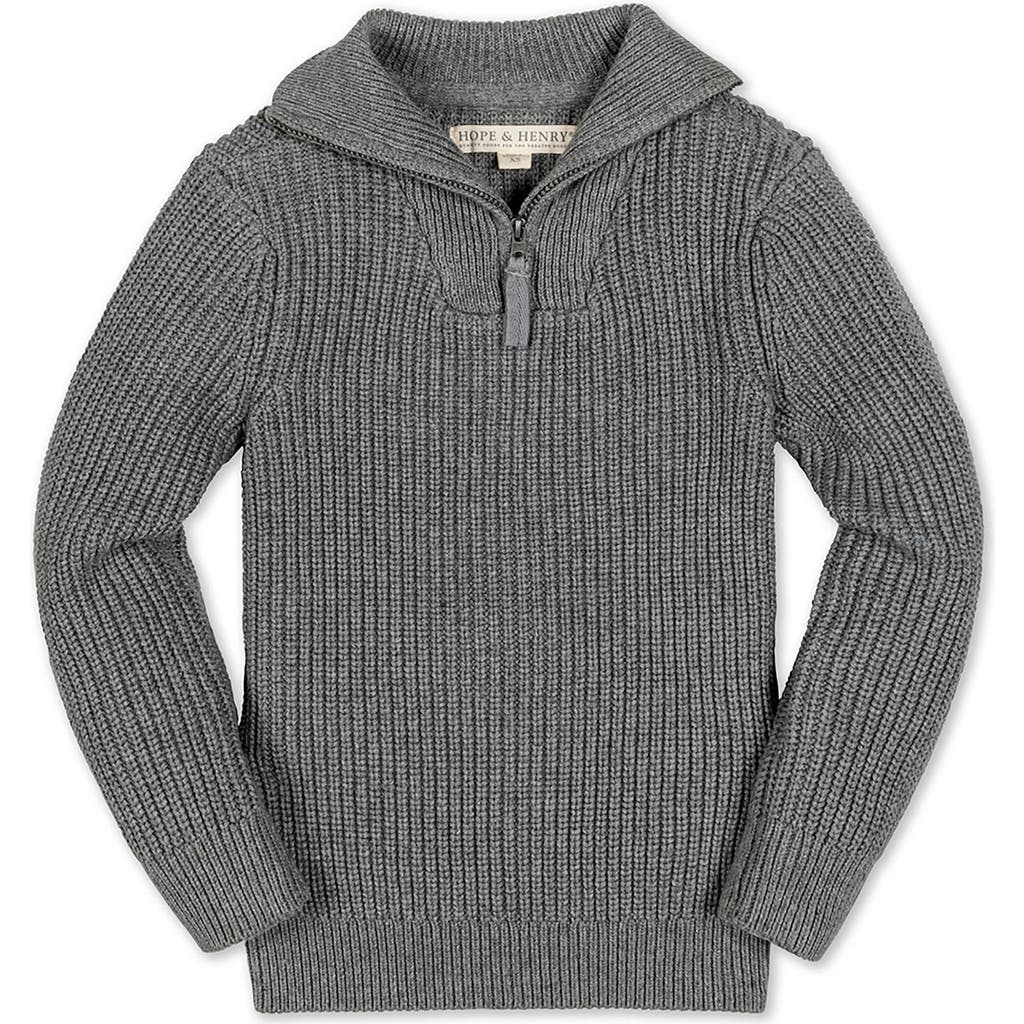 Hope & Henry Kids' Organic Rib Knit Half Zip Pullover Sweater In Gray