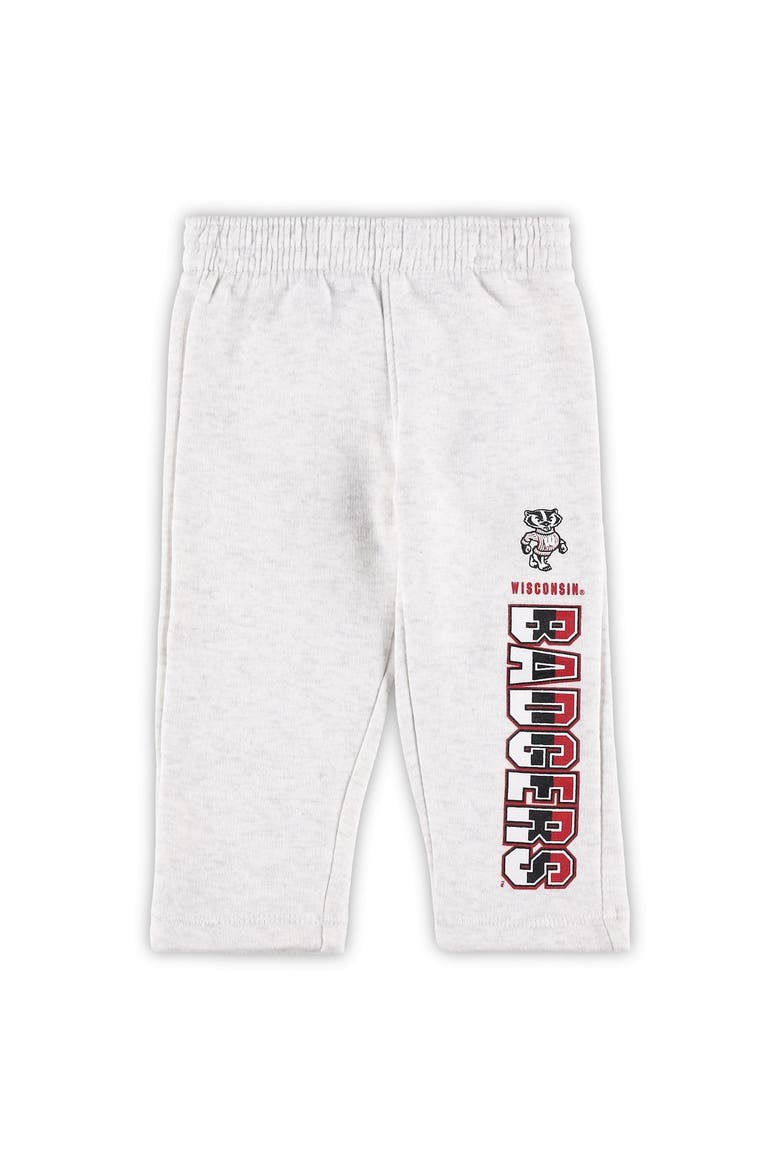 Infant Heather Gray/Red Wisconsin Badgers Playmaker Pullover Hoodie & Pants Set, Alternate, color, Heather Gray