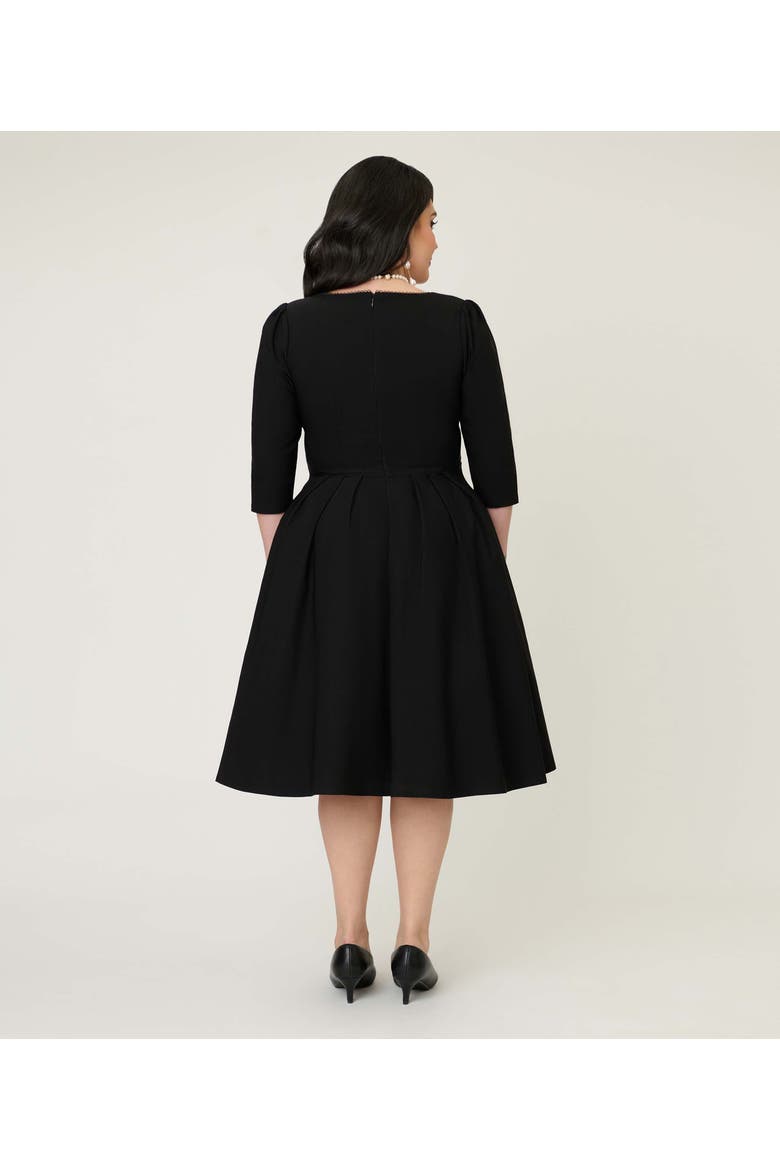 Plus Size Sweetheart Swing Dress, Alternate, color, Black Pleated
