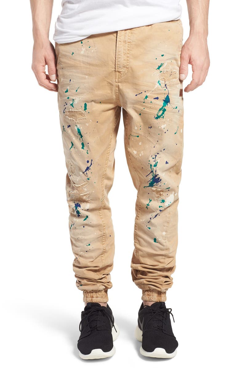 PRPS 'Damiana' Splatter Paint Stretch Woven Jogger Pants, Main, color, 