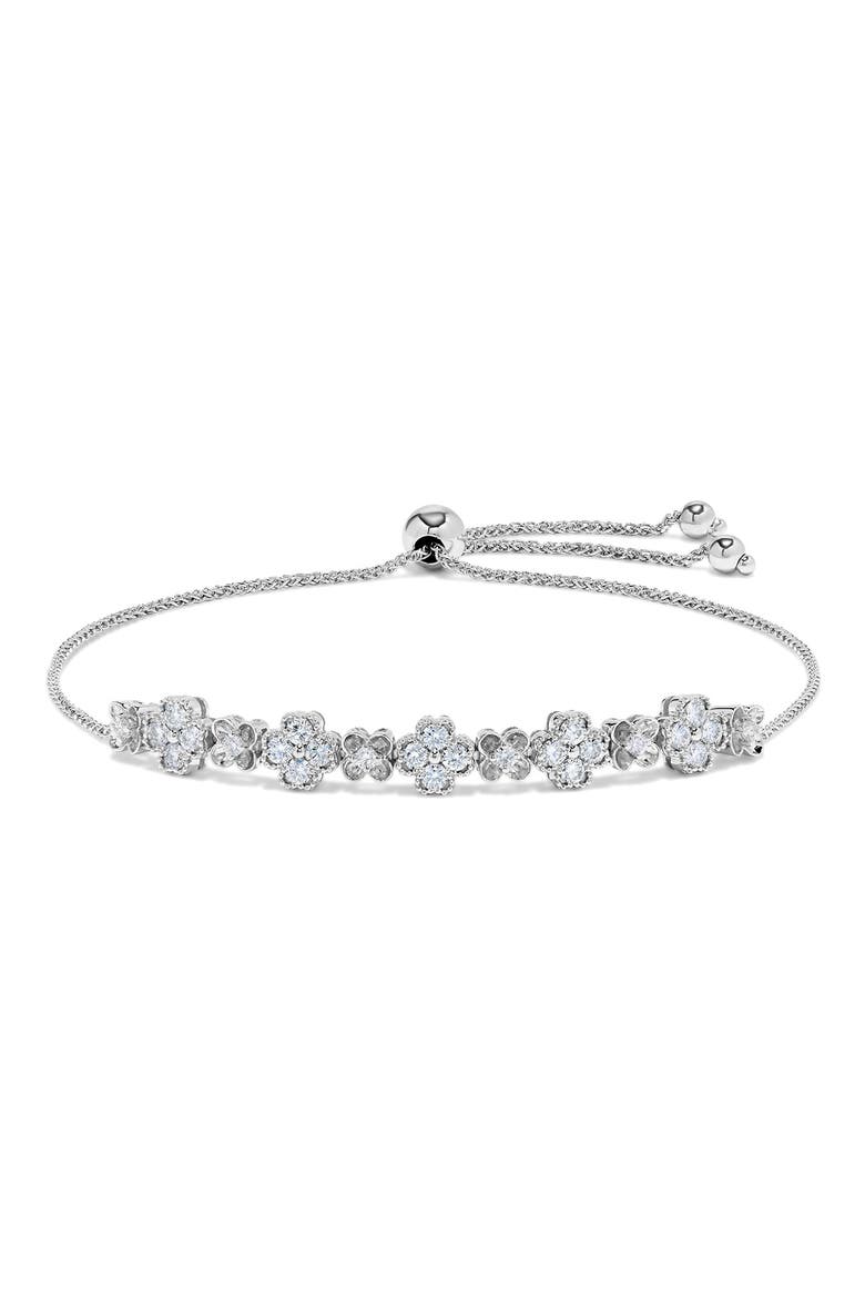 14K White Gold Diamond Floral Slider Bracelet - 0.70ct., Main, color, WHITE GOLD