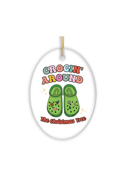 Crocin Around Holiday Clogs Oval Ceramic Ornament