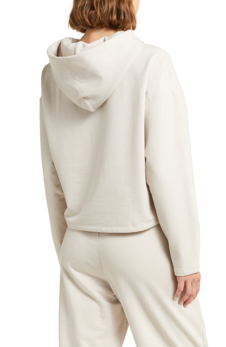 Zella Weekend Boxy Crop Hoodie, Alternate, color, Grey Pebble
