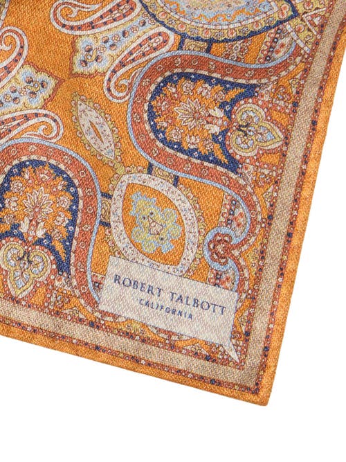 Robert Talbott Collins Reversible Paisley Silk Pocket Square