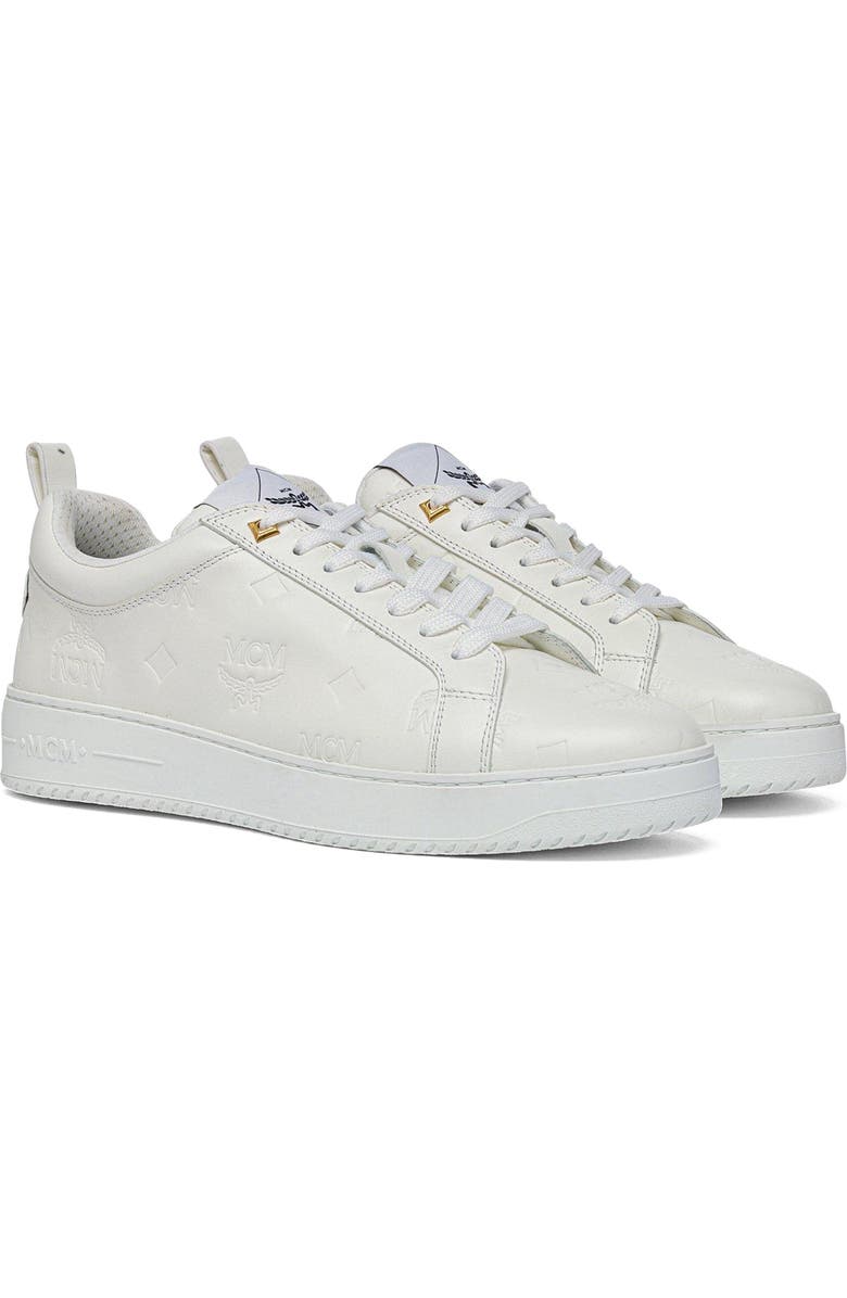 MCM Neo Terrain Lo Sneakers in Monogram Leather, Main, color, Grey