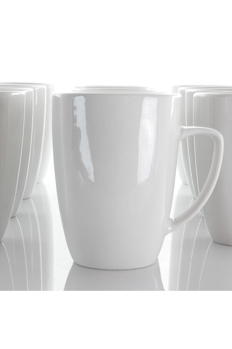 Riley 12 Piece 12 Ounce Porcelain Mug Set, Alternate, color, White