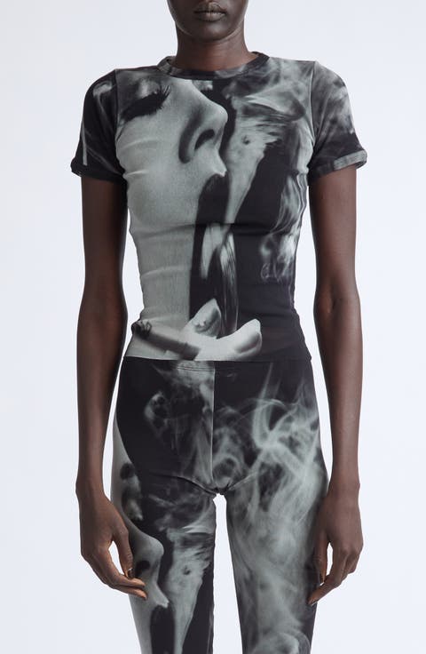 Smoking Graphic Mesh Baby Tee