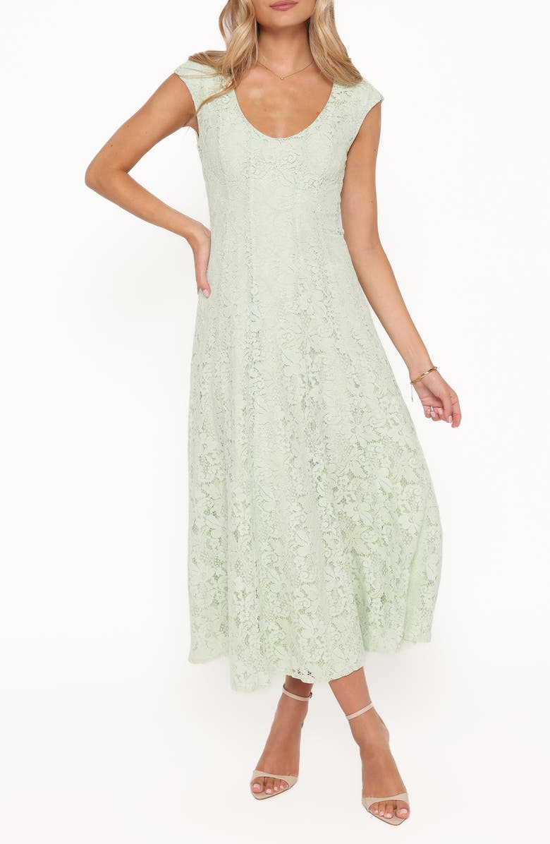 Petal & Pup Mapleton Embroidered Lace Midi Dress, Main, color, Sage Green Lace
