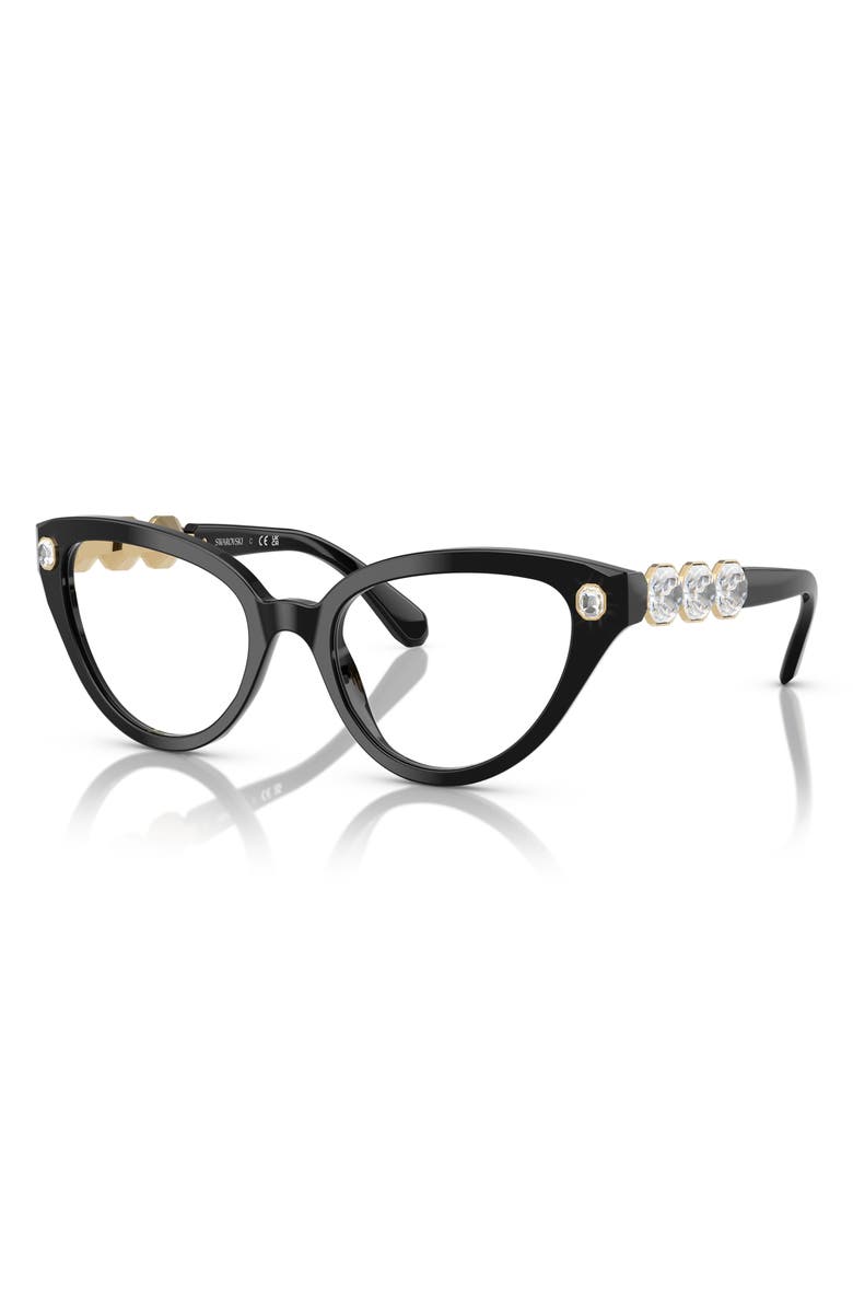 Swarovski 51mm Cat Eye Optical Glasses, Alternate, color, Black
