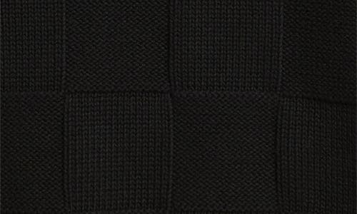 Service Works Check Knit Cotton Crewneck Sweater In Black