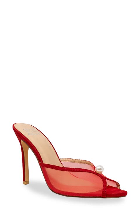 Halston Faux Pearl Mesh Sandal (Women)