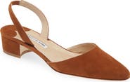 Manolo Blahnik Aspro Block Heel Slingback Suede Pump