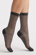 HIGH HEEL JUNGLE Beam Metallic Rib Crew Socks