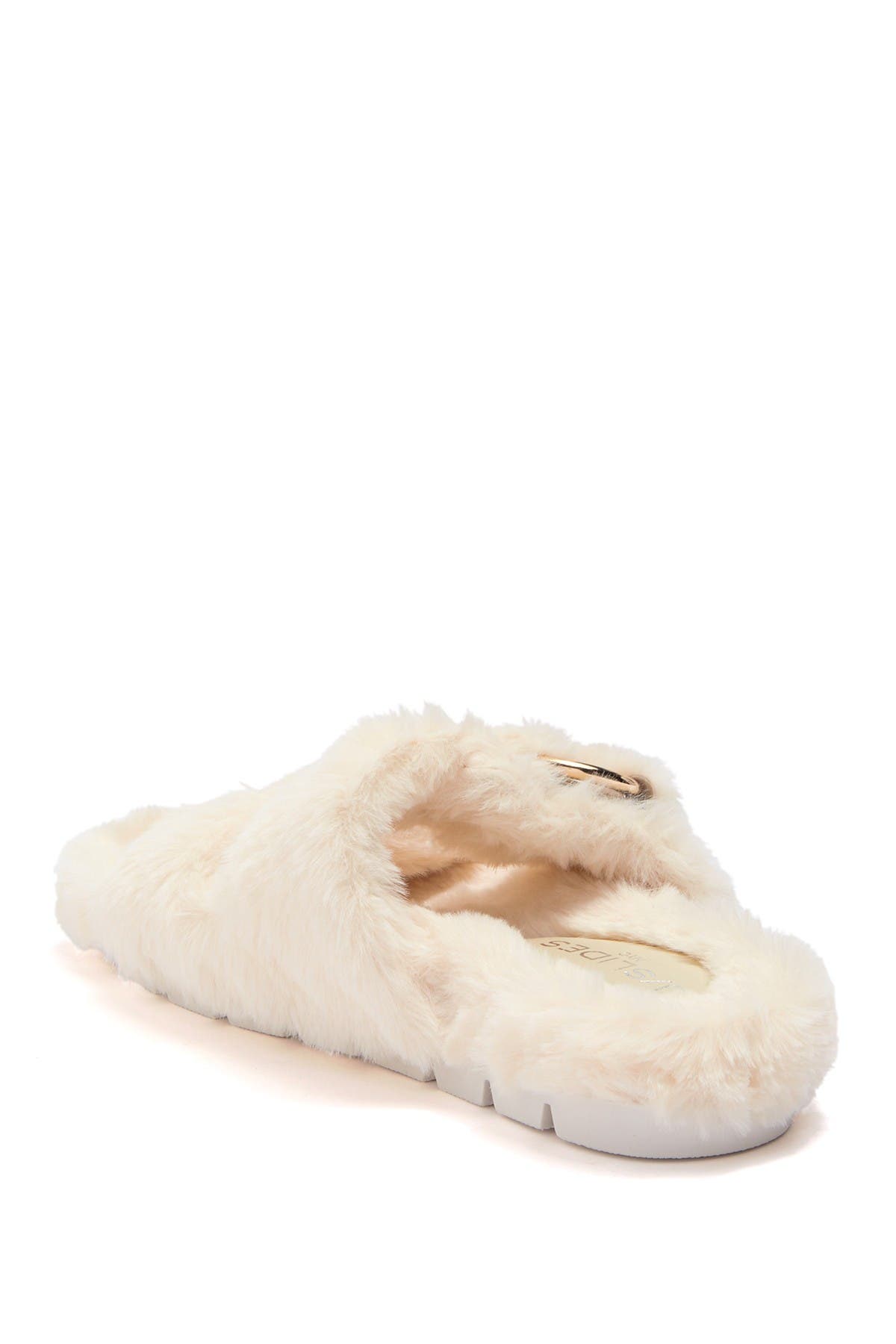 JSlides Bree Faux Fur Slide Sandal, Alternate, color, Natural
