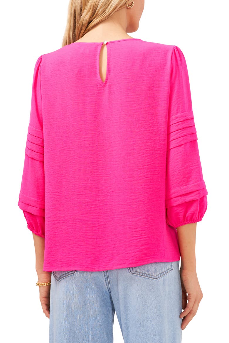 Pleated Sleeve Gauze Blouse, Alternate, color, HOT PINK