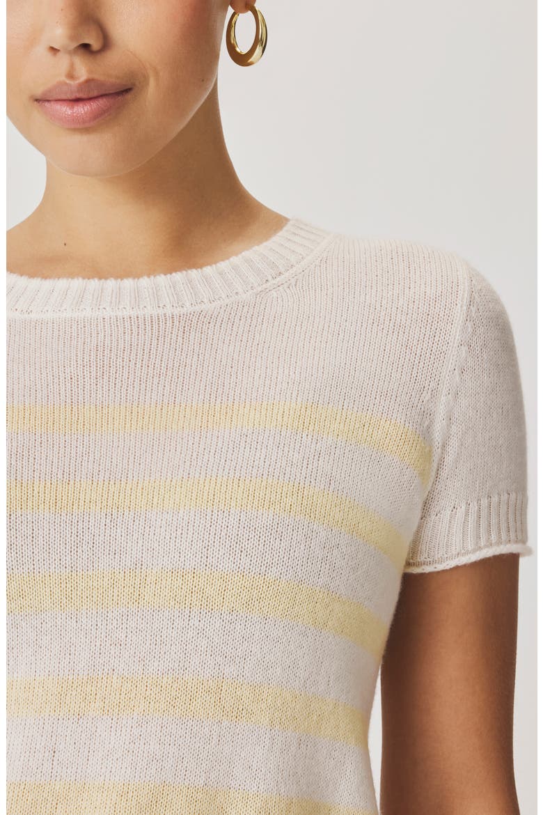 Emerson Stripe Short Sleeve Sweater, Alternate, color, SHELL/ HONEYSUCKLE