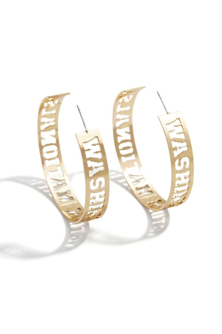 x Baublebar Washington Nationals Large Cutout Hoop Earrings, Main, color, Gold