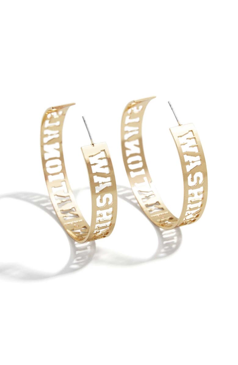 WEAR by Erin Andrews x Baublebar Washington Nationals Large Cutout Hoop Earrings, Main, color, Gold
