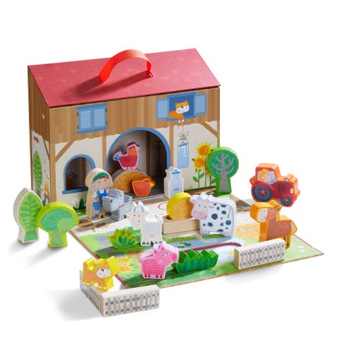 Play World at The Farm Play Set - Barn and Animal Farm Toys for Toddlers 1-3, Toddler Learning Toys, Preschool Animal Figurines, Made in Germany