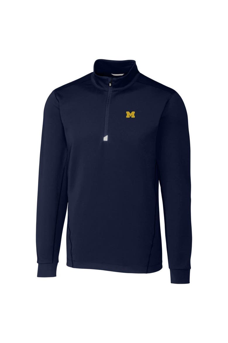 Men's Cutter & Buck Navy Michigan Wolverines Big & Tall Traverse Half-Zip Jacket, Main, color, Navy