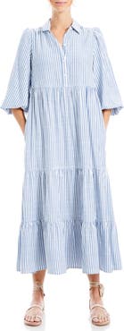 MAX STUDIO Stripe Tiered Maxi Shirtdress