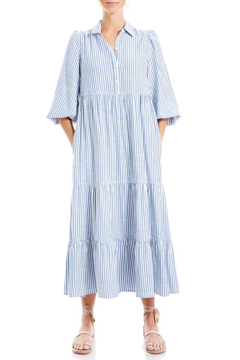 Stripe Tiered Maxi Shirtdress video