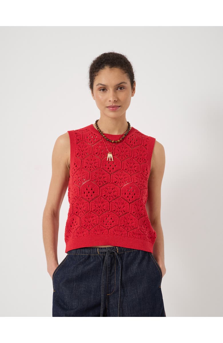 Hush Crochet Cotton Sleeveless Vest, Main, color, Watermelon Red